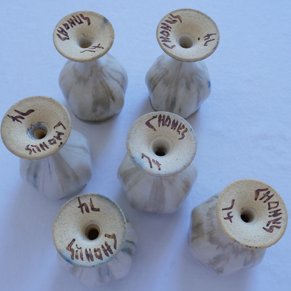 Lot of 6 vintage stoneware handmade goblets - Picture 3 of 8